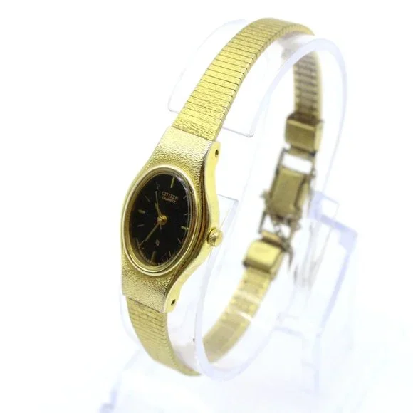 ★レア逆輸入★Citizen Quartz Crystal Gold Dial Ladies Watch Citizen With Beautiful Crystals Gold-plated Stainless-steel